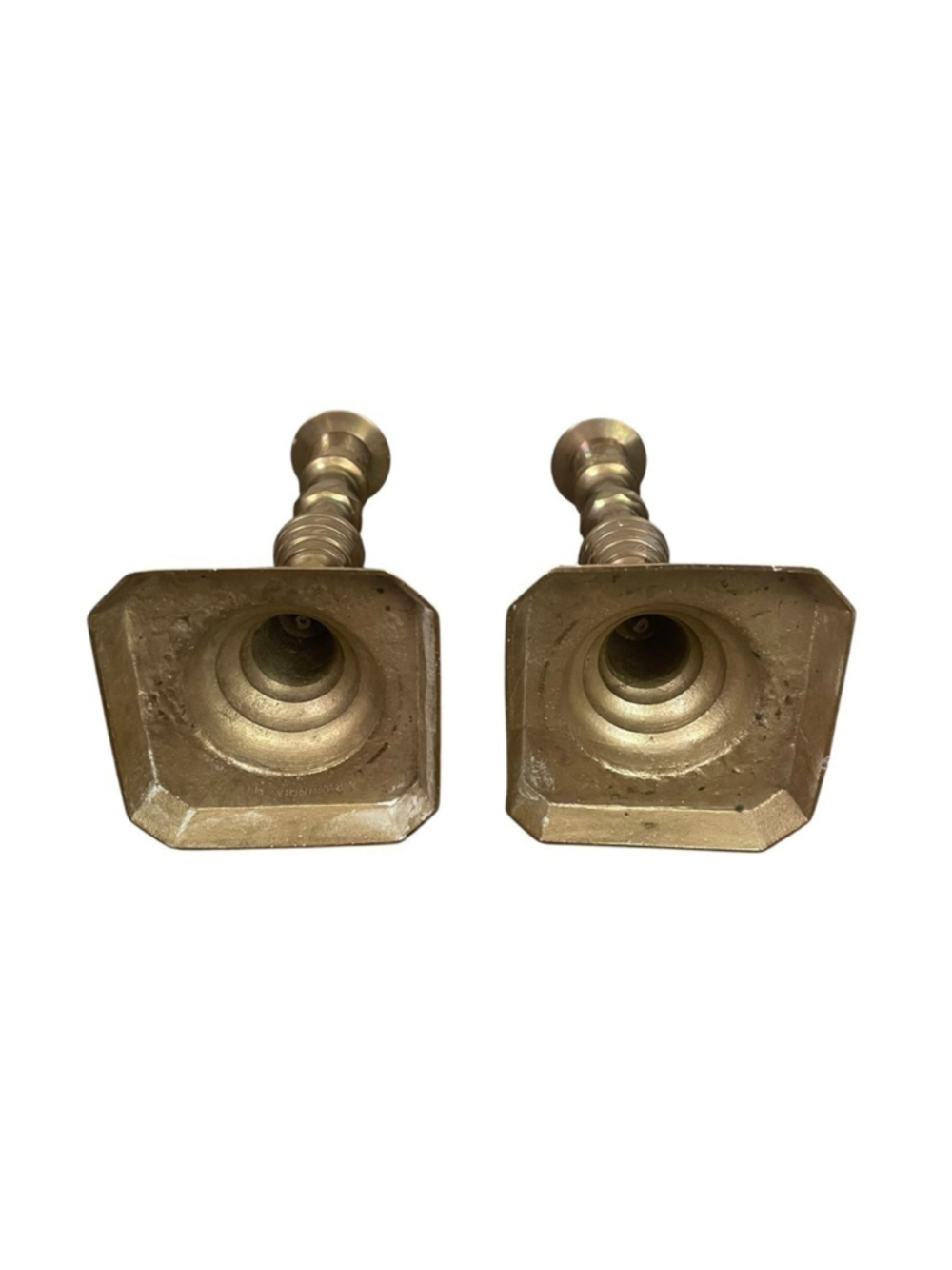 VINTAGE Set of 2 Brass Etched Candlestick Holders 9” - Picture 10 of 12